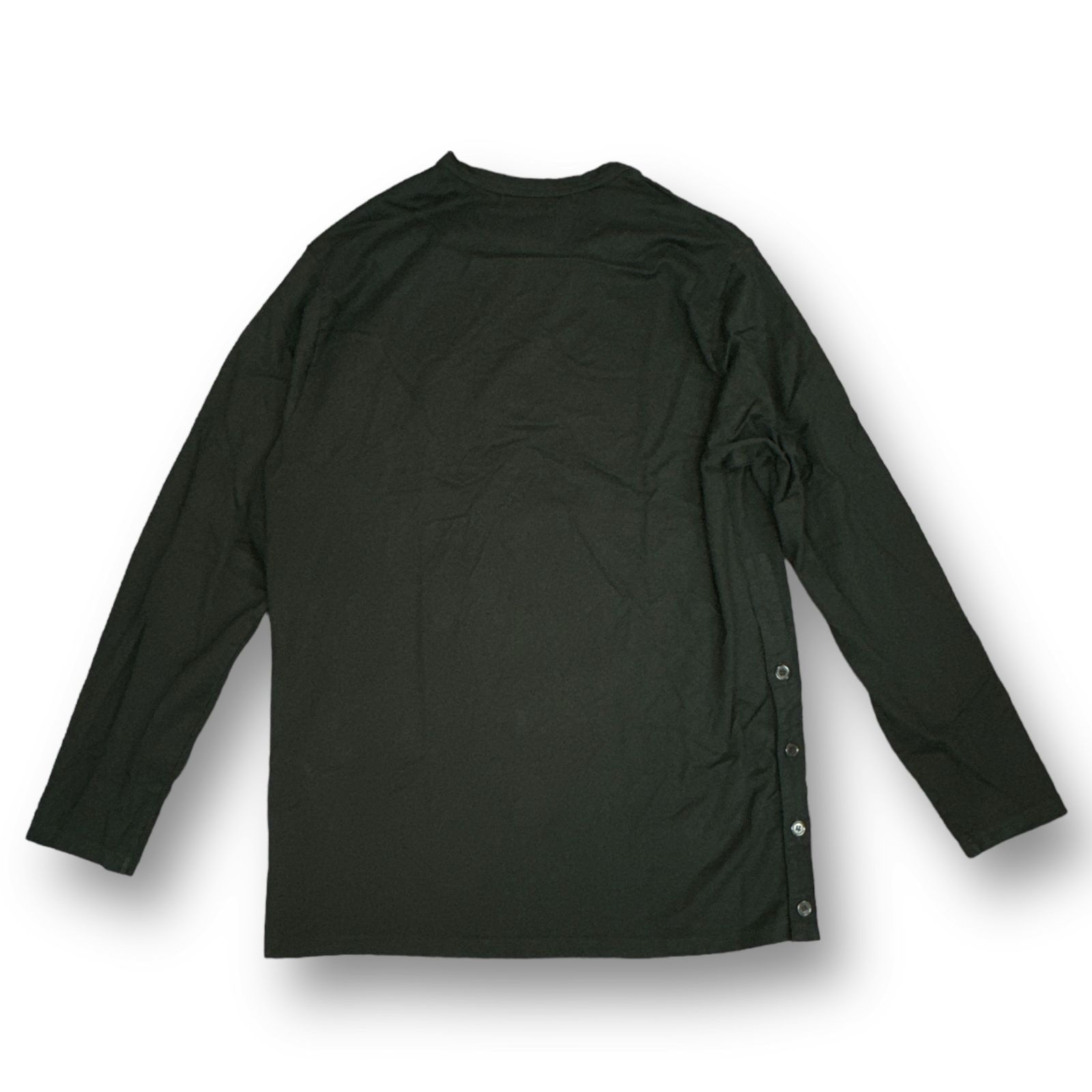 Yohji Yamamoto pour homme クルーネック  スリット カットソー ロングスリーブ Tシャツ ヨウジヤマモト HG-T62-985  ブラック 3  75138A3