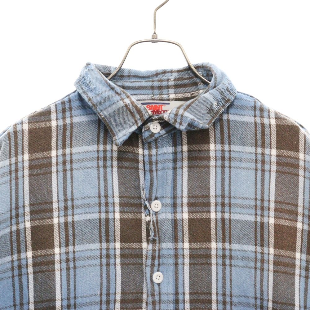 SAINT MICHAEL (セントマイケル) 24AW FRANNEL SHIRT ダメージ加工