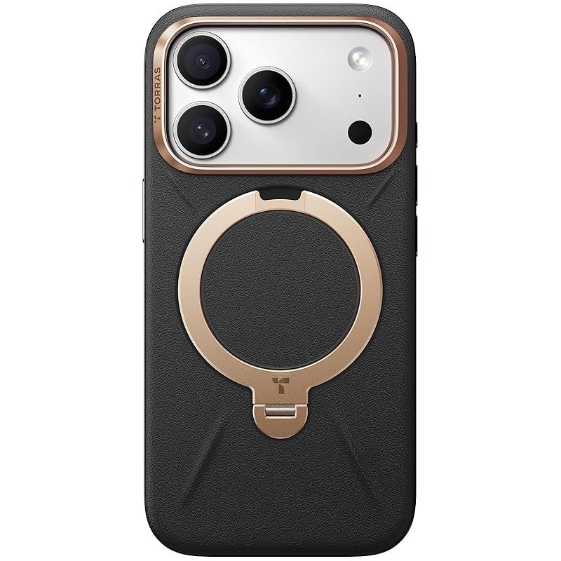 TORRAS iPhone 17 Pro 用 ケース 新感覚レザー スキンタッチ Ostand Q3 レザートーン MagSafe対応 リング スタンド 360°定点回転 縦横両対応 マグネット搭載 革 カメラコントロールボタン 米軍規格 耐衝撃 指紋防止こく