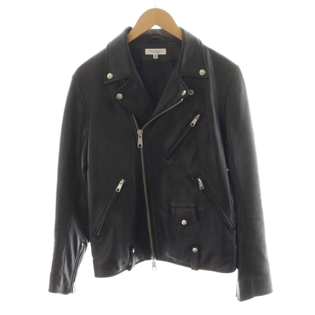 プラダ PRADA トライアングルパッチ ラムレザー ダブル ライダース