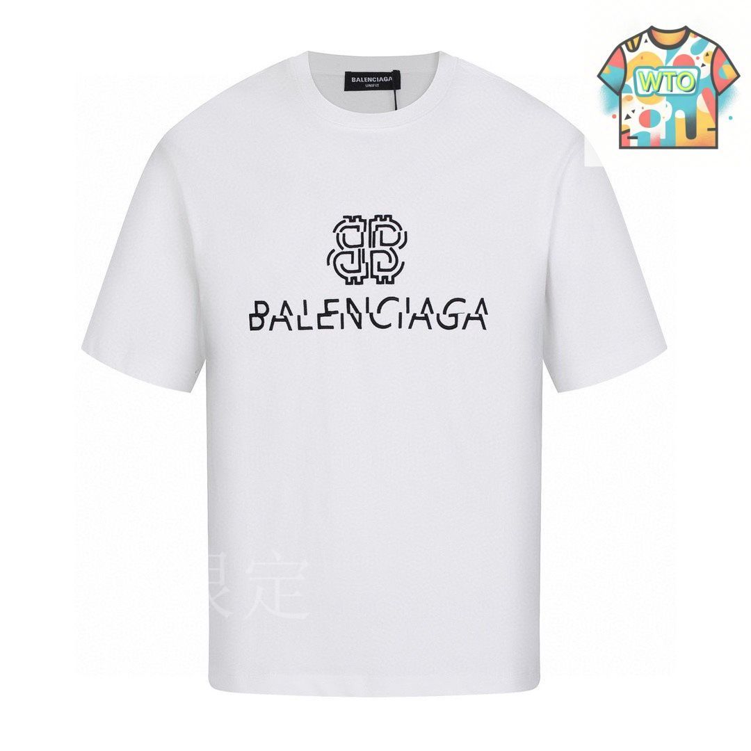 今日特価】Balenciaga サマー 2025 オフセットロゴ刺繍 T シャツ