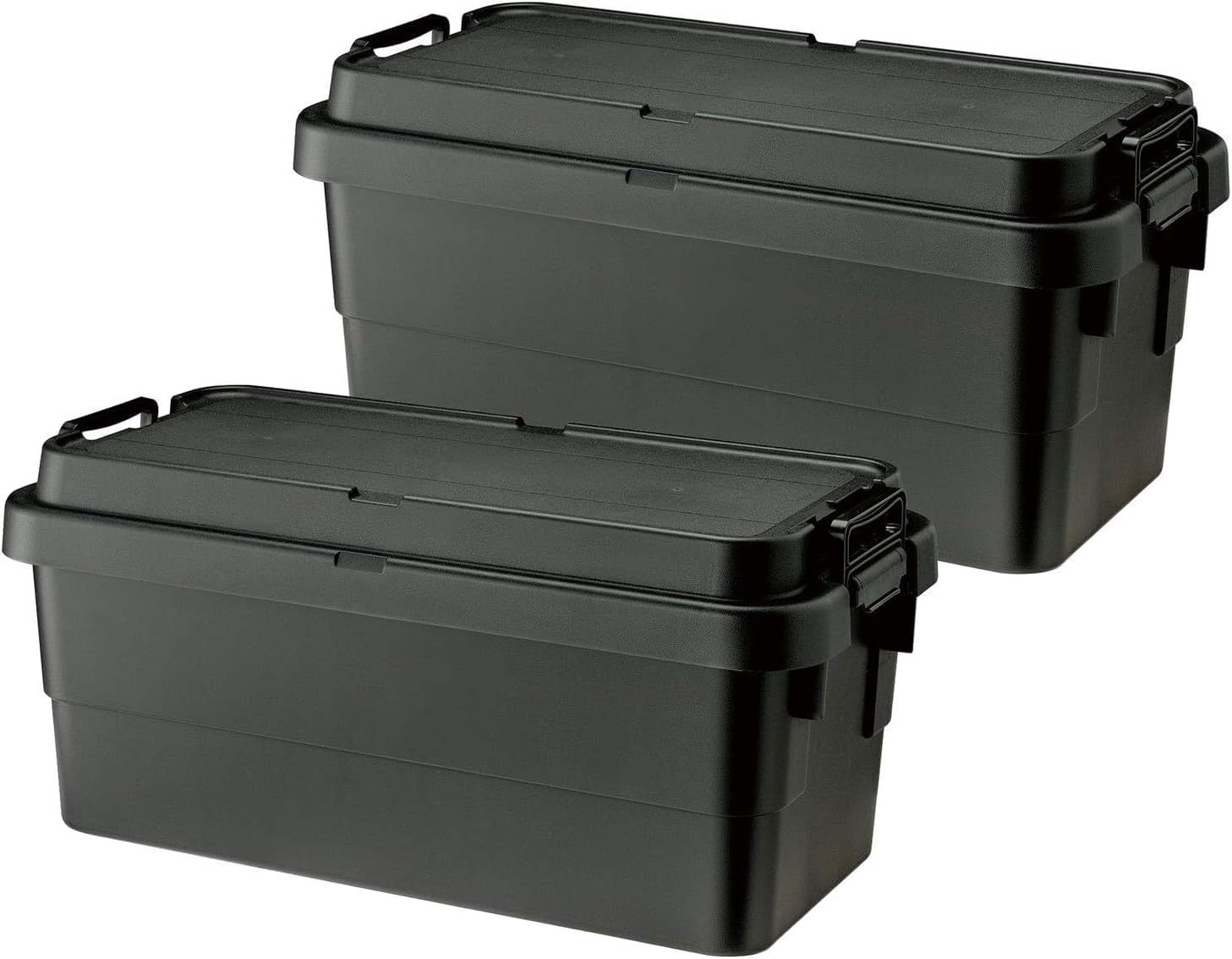 リス(RISU) 収納ボックス トランクカーゴ 70L ブラック 日本製 TC-70S 2個セット コンテナ ボックス スタッキング 屋外収納 キャンプ 防水 GHON111
