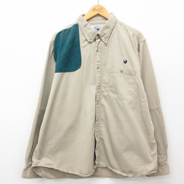 XL/古着 長袖 ハンティング シャツ メンズ 00s 羽 大きいサイズ コットン ベージュ他 カーキ 25jan16 中古 トップス