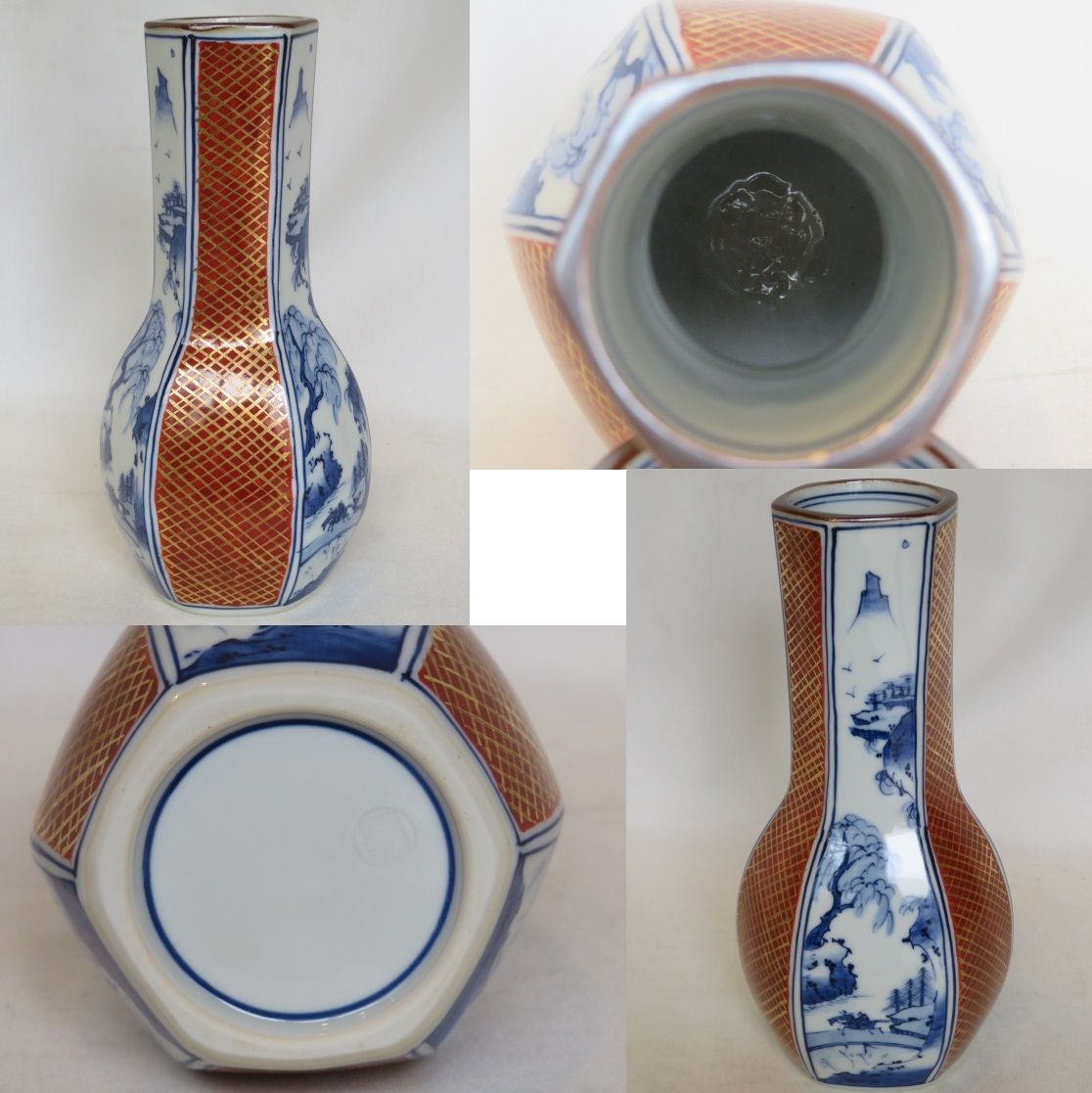 国産品 五月◇特売品）平安 手塚祥堂作 十二角台子皆具 染付金襴手 工芸品