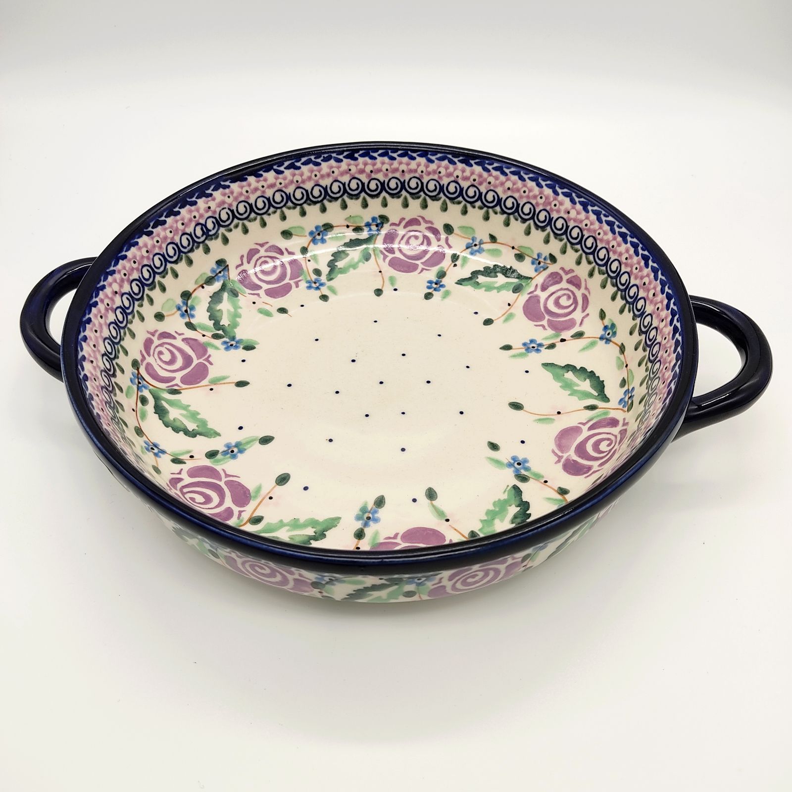 チューリップ模様の取っ手付きボウルオーブン皿ツェラミカポー