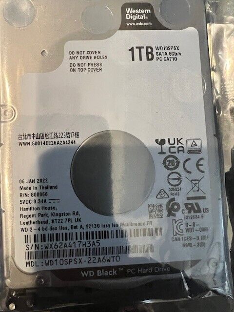 Western Digital ブラック 1TB 2.5 PC ハードドライブ