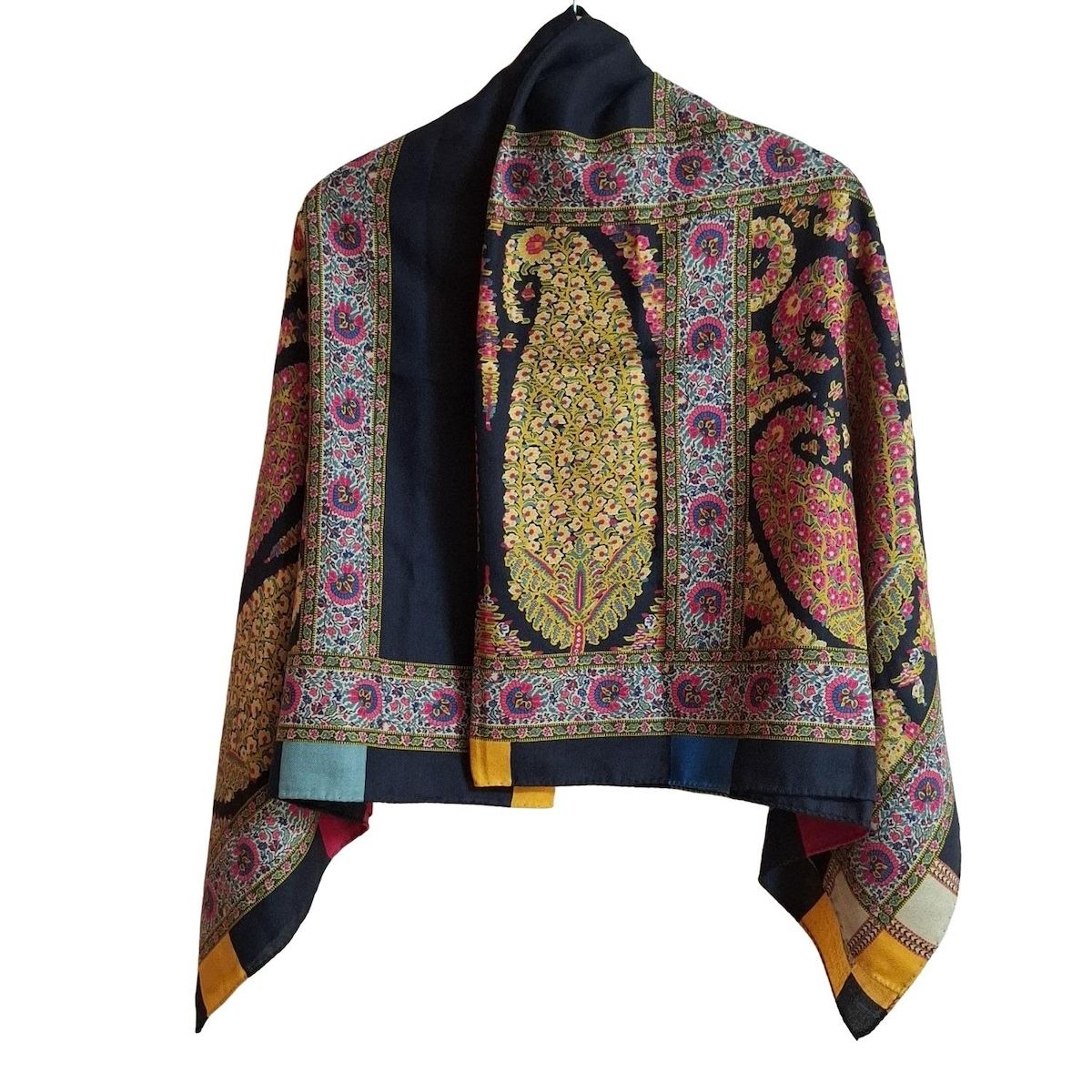 ETRO(エトロ) ストール(ショール)美品 - 黒×ライトブラウン×マルチ  