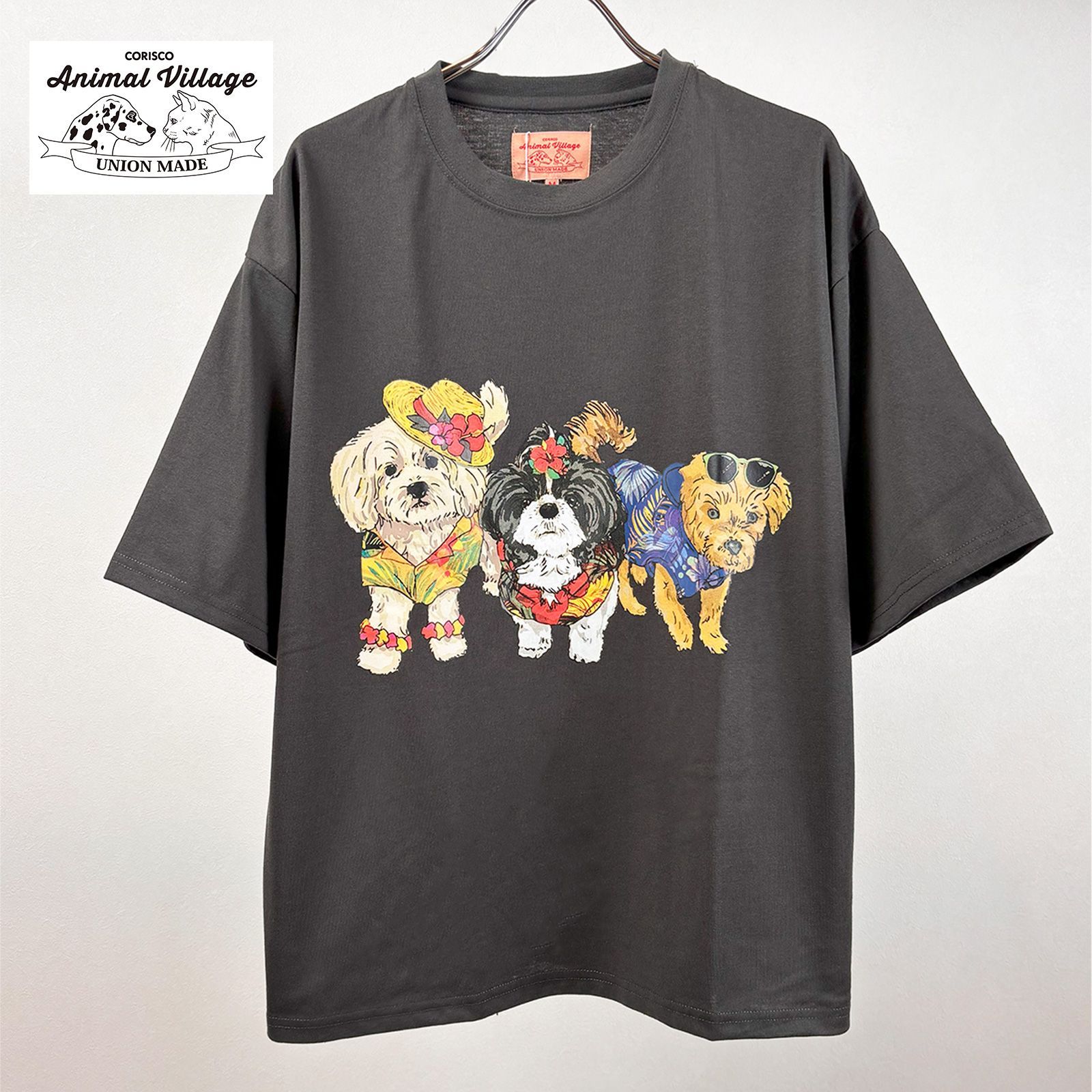 新品 CORISCO コリスコ アニマルプリント 犬 猫 プリント T