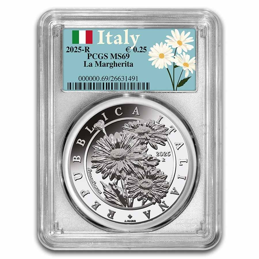 2025 Italy 1 oz Silver Flora Fauna - The Daisy MS-69 PCGS