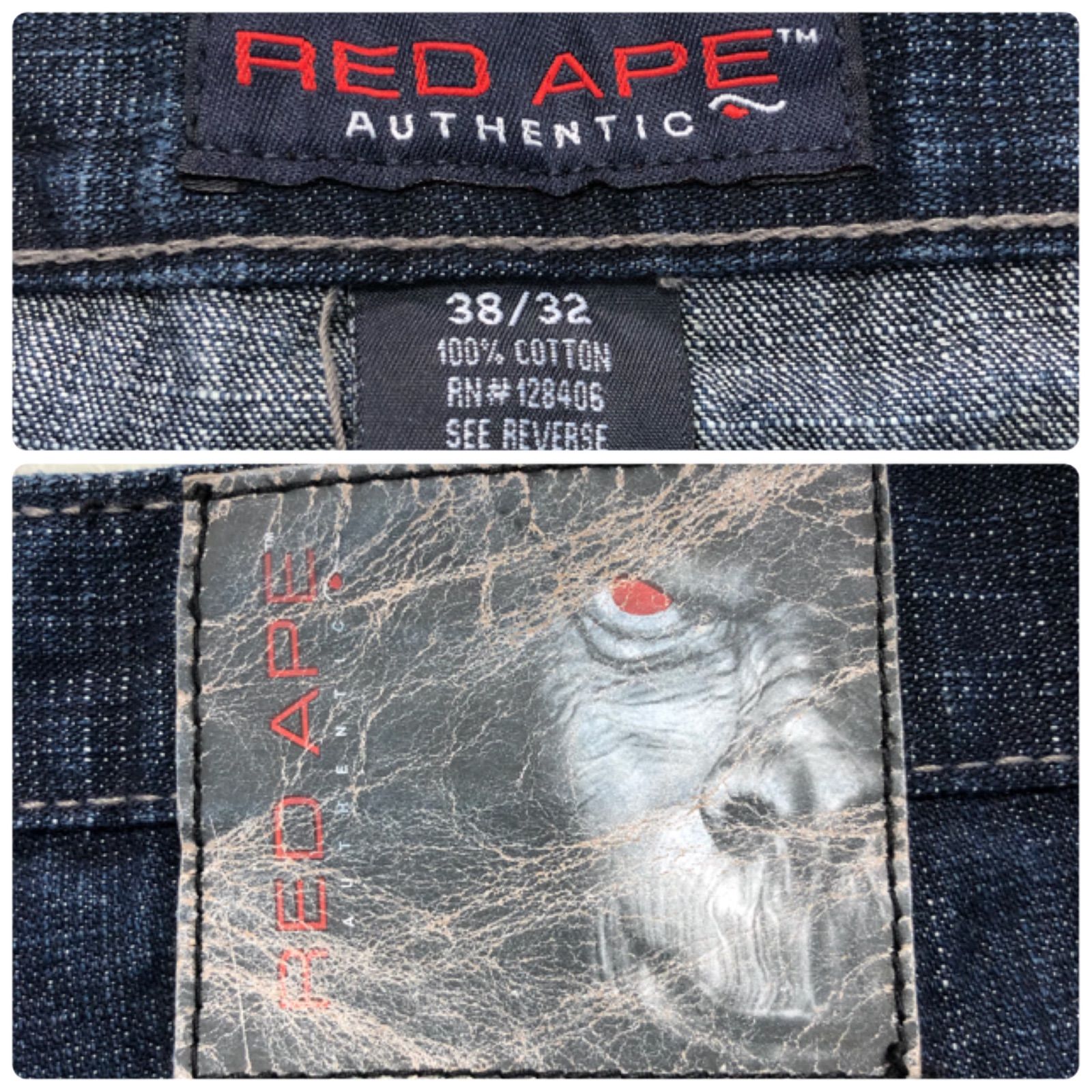 RED APE JEANS デニム バギー ワイド 刺繍 ロゴ 38×32 HIP HOP