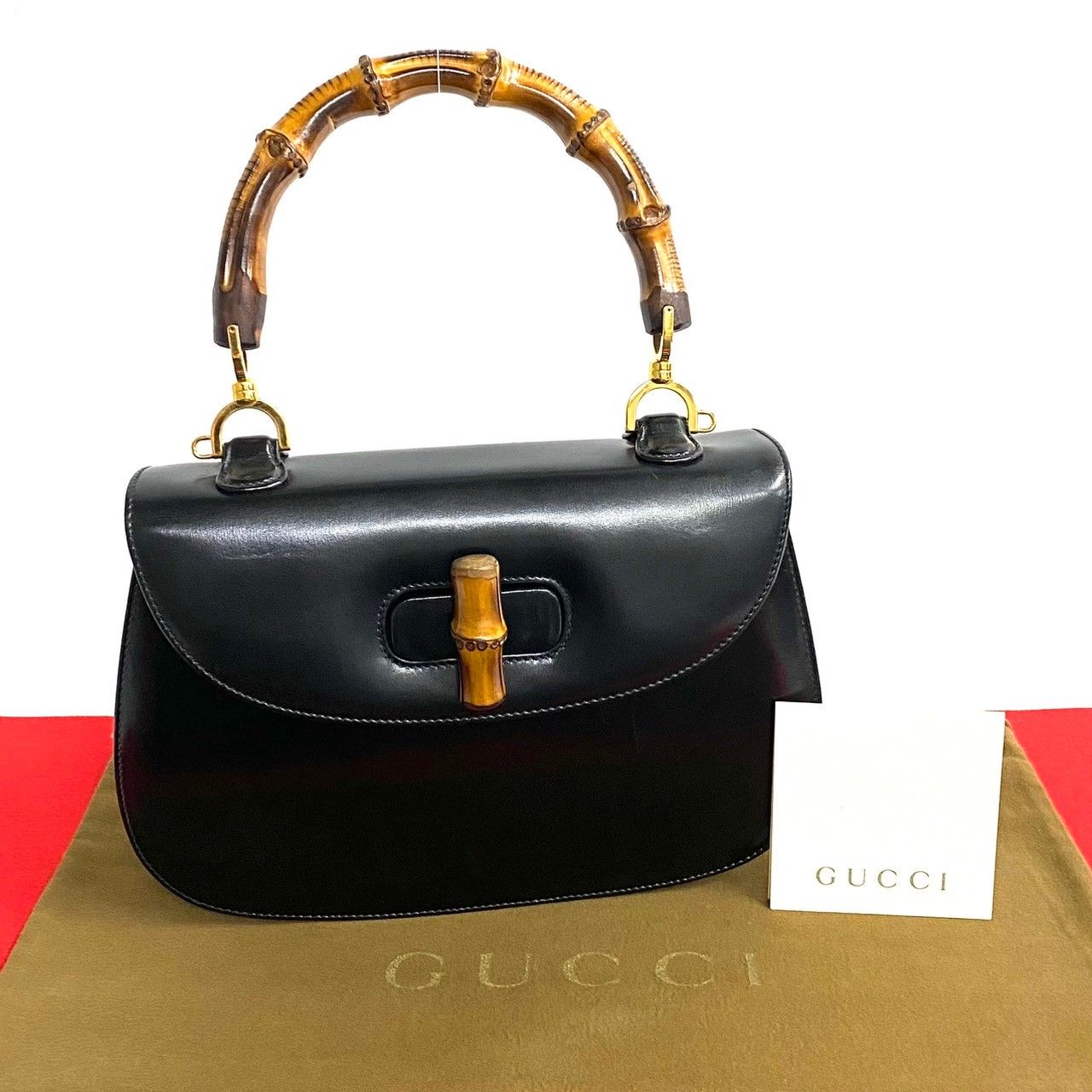 極 美品 GUCCI グッチ オールドグッチ ヴィンテージ バンブー レザー