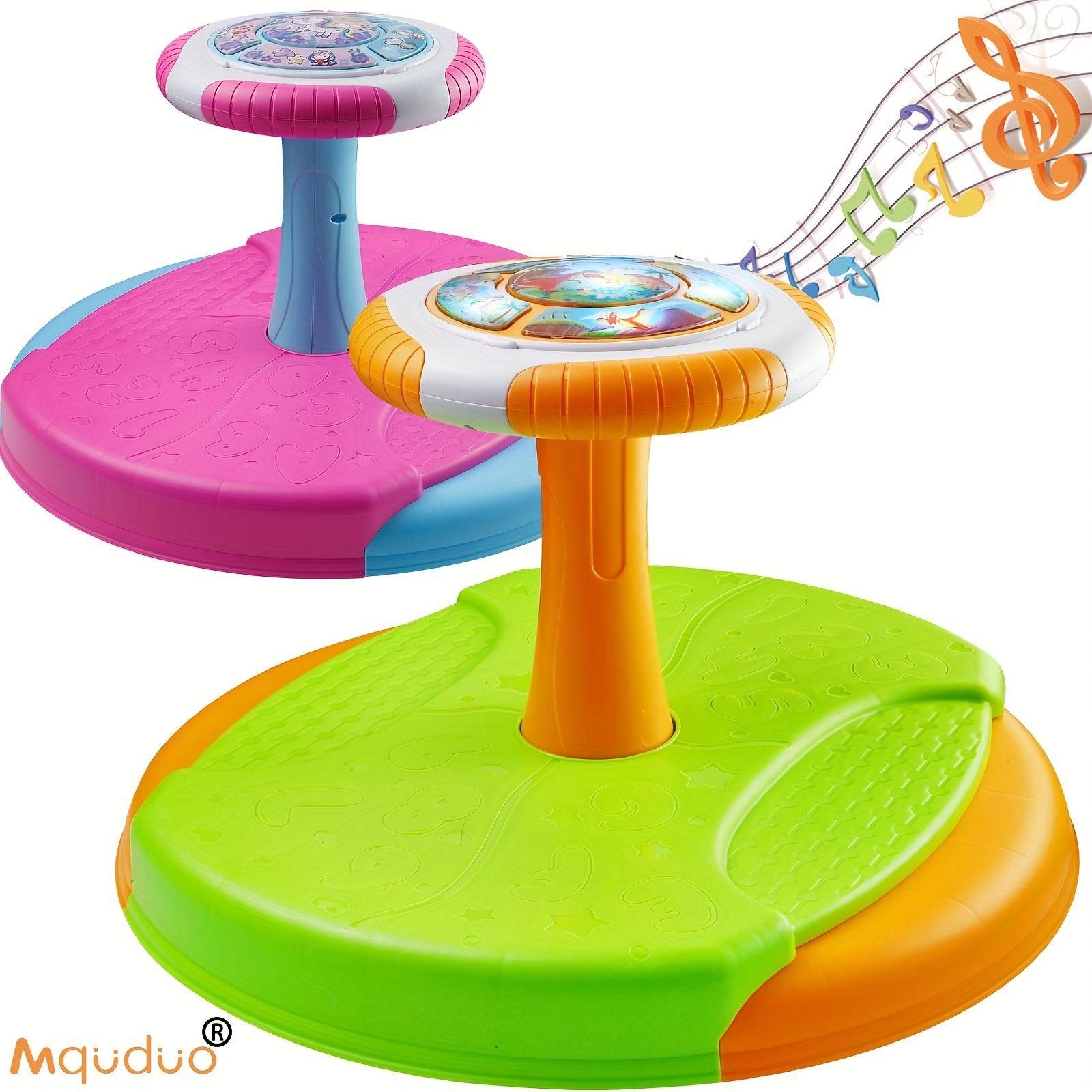 Mquduo スピニングアクティビティトイ LEDライトと音楽を搭載した360°回転シート 子供向けの感覚トイとして設計され 誕生日 クリスマス イースターに適しています 注記 ドライバーは含まれていません 自分で用意してください