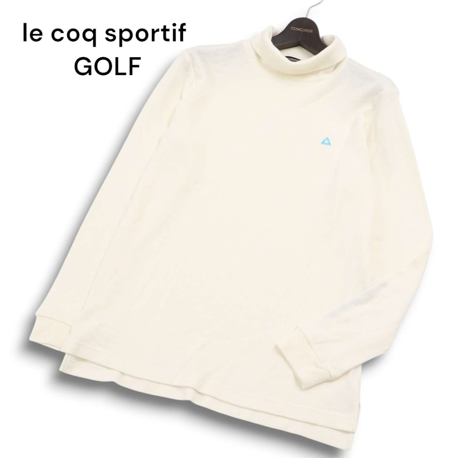 人気，安い le coq sportif GOLF ルコック スポルティフ ゴルフ 秋冬 ロゴ刺繍★ 長袖 タートルネック シャツ Sz.L メンズ 白 シャツ