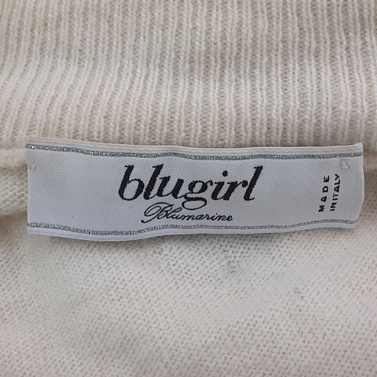 BLUGiRL BLUMARINE(ブルーガールブルマリン) ブルゾン サイズI40 M レディース美品 - アイボリー 長袖/ニット/ジップアップ/春/秋  - メルカリ