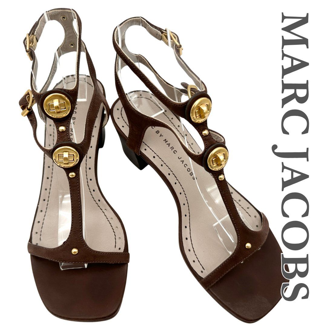 COACH サンダル レザー スクエアトゥ アンクルストラップ ロゴ MARC JACOBS サンダル レザー Tストラップ スクエアトゥ