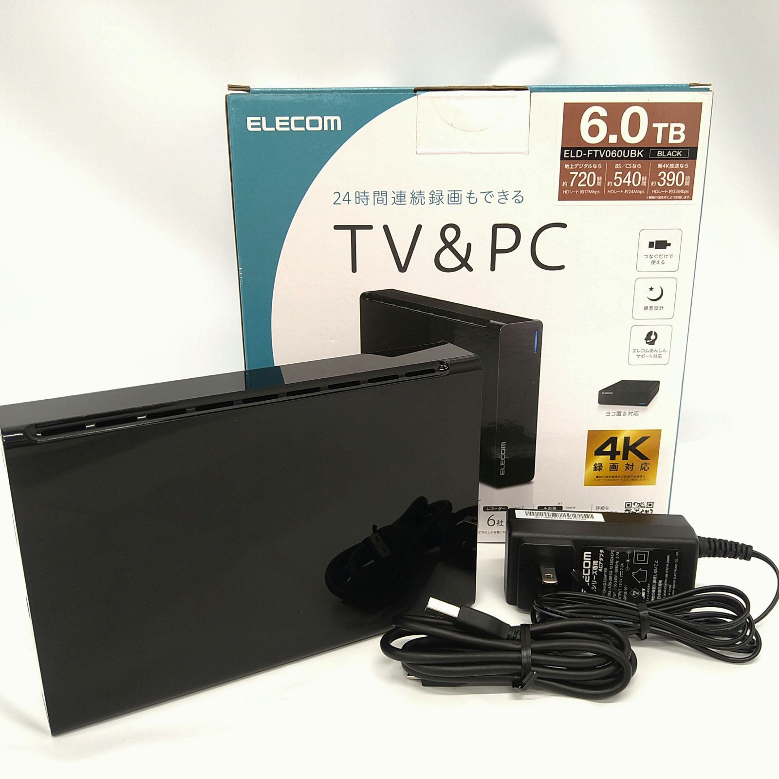 ELECOM エレコム 外付けハードディスク 6TB ELD-FTV060UBK 外付けHDD