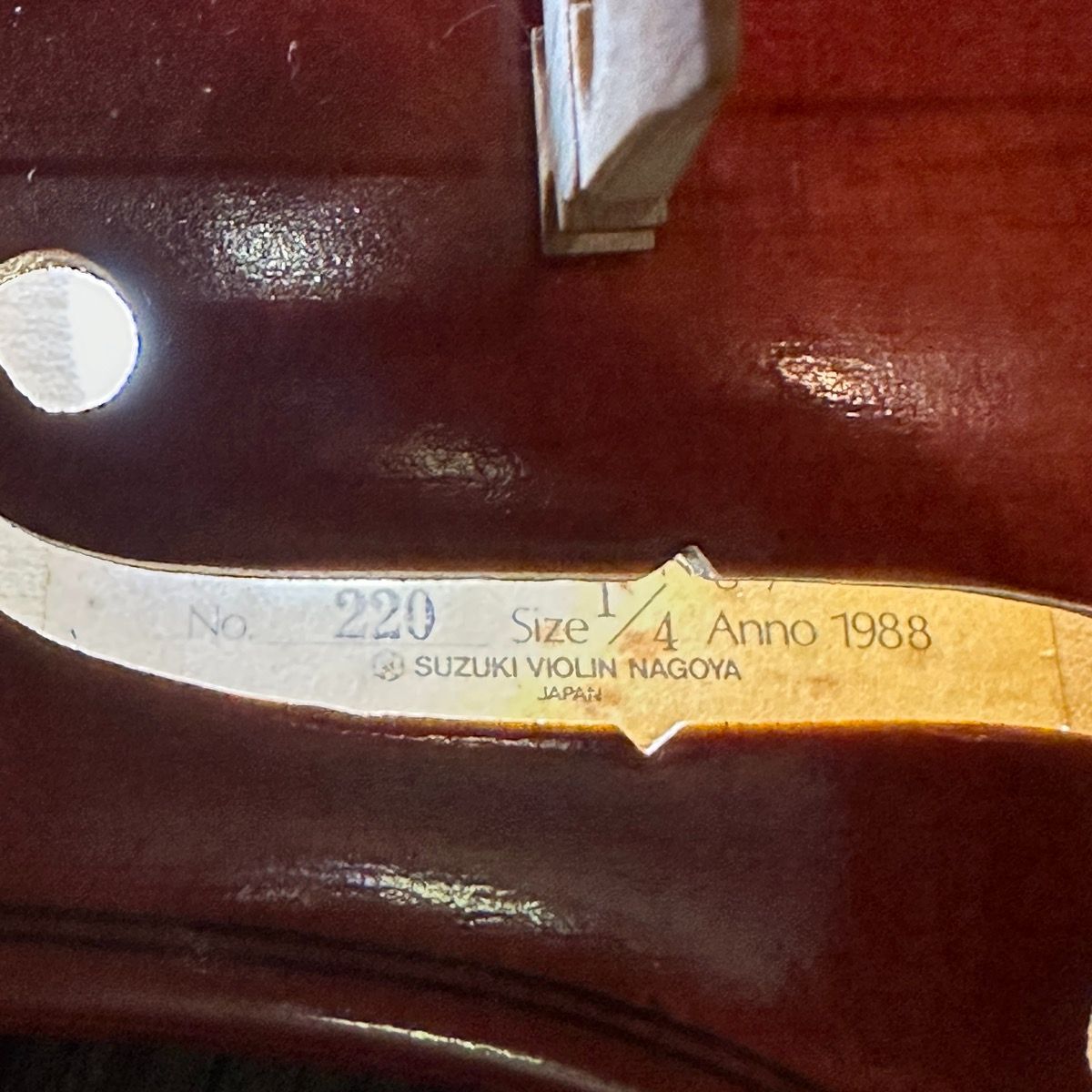 良品　SUZUKI　分数バイオリン　No220　1/4サイズ　ANNO1988 Suzuki No.220 1/4 1988年 Violin スズキ 分数バイオリン - メルカリ