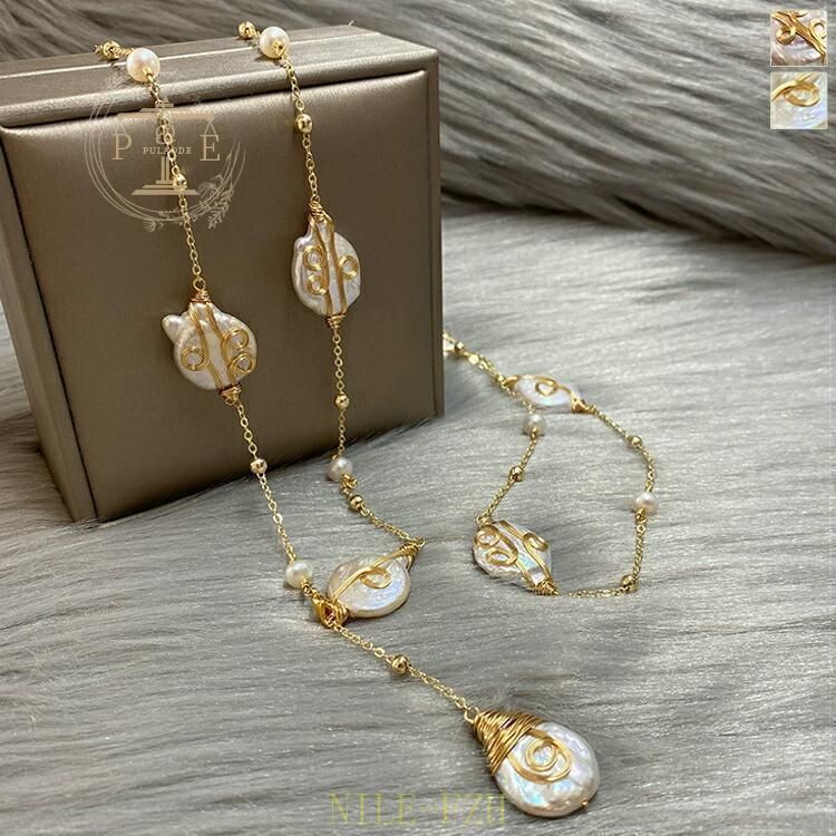 ロングネックレス ネックレス レディース 天然パール 淡水パール ロングWP