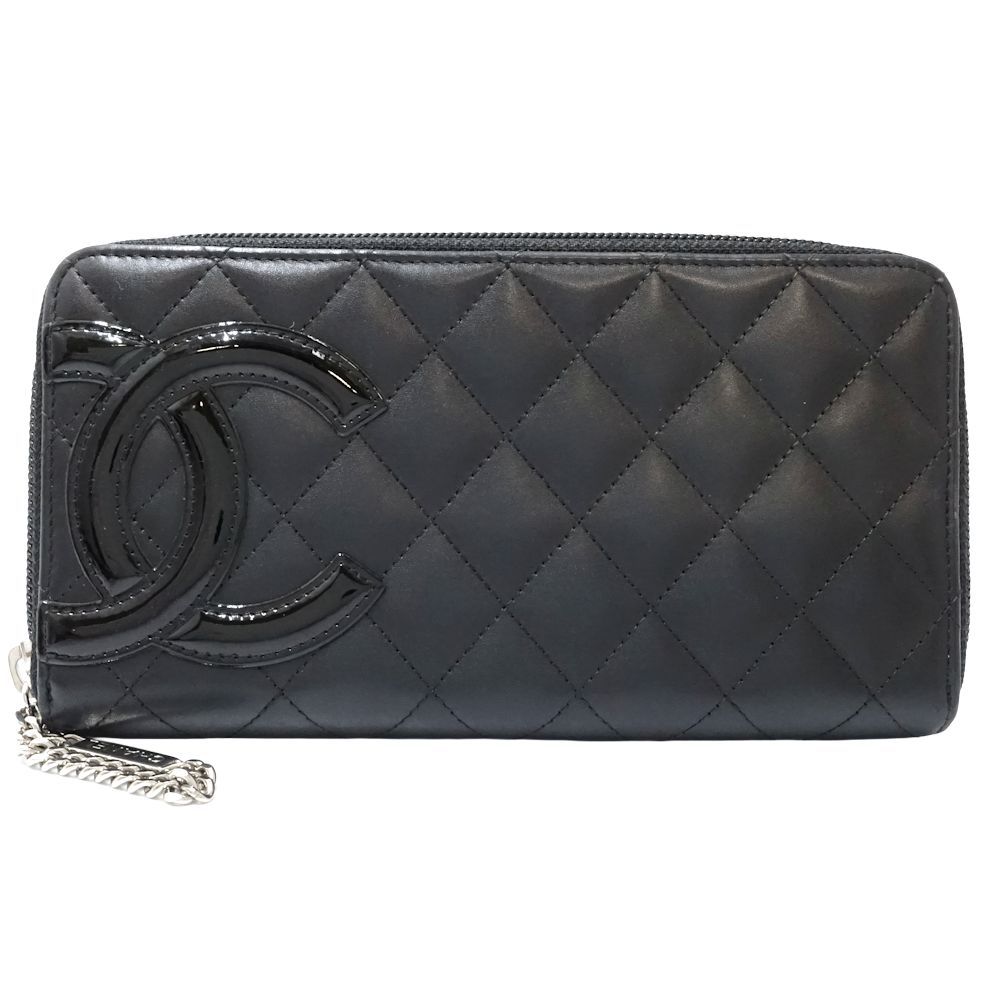 CHANEL シャネル 長財布 ラウンドファスナー カンボンライン A50078 レザー ブラック/180733【中古】 - メルカリ