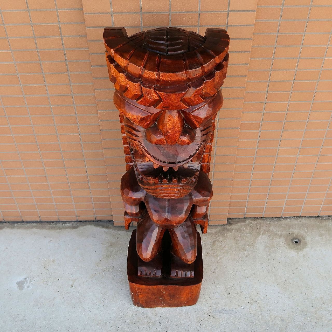 ハワイ カナロア Amazon co jp Tiki 手彫り 木製 ハワイアン神像