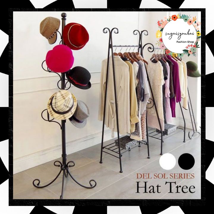 ポールハンガー 帽子掛け 幅40cm×奥行40cm×高さ170cm ホワイト スチール製 Del Sol 帽子ツリー 玄関 リビング ベッドルーム ポールハンガー 帽子掛け 幅40cm×奥行40cm×高さ170cm ブラック スチール製