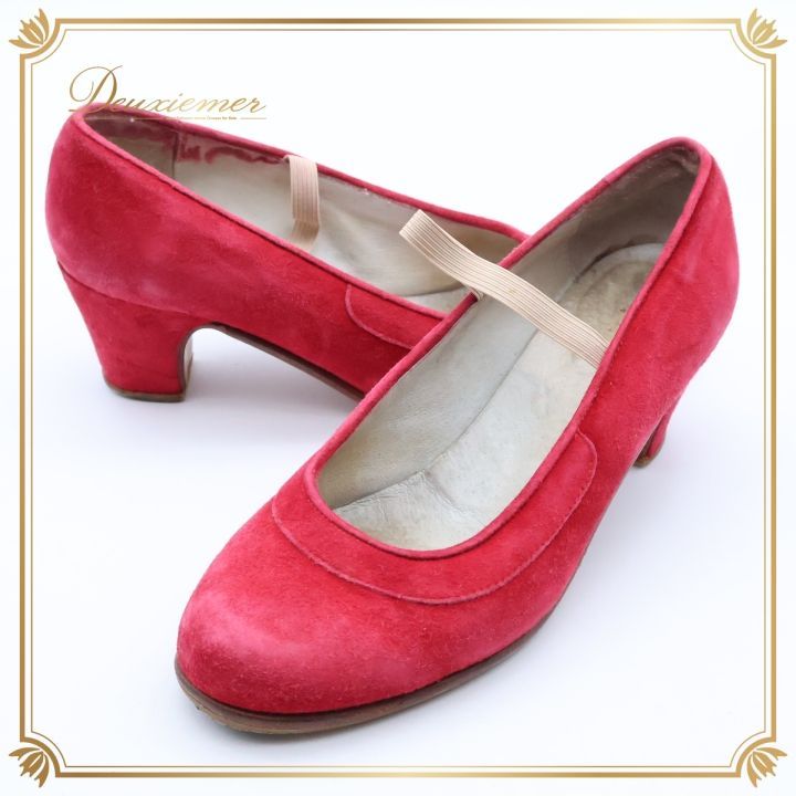 フラメンコ 衣装 サイズ5 MAYO 靴 シューズ レディース レッド系 赤 ヒール 釘有り スウェード生地 ダンス 練習 舞台 発表会 イベント 赤系 スウェード ダンスシューズ フラメンコ靴 レディース靴 ヒールシューズ 舞台用 赤色 釘付き
