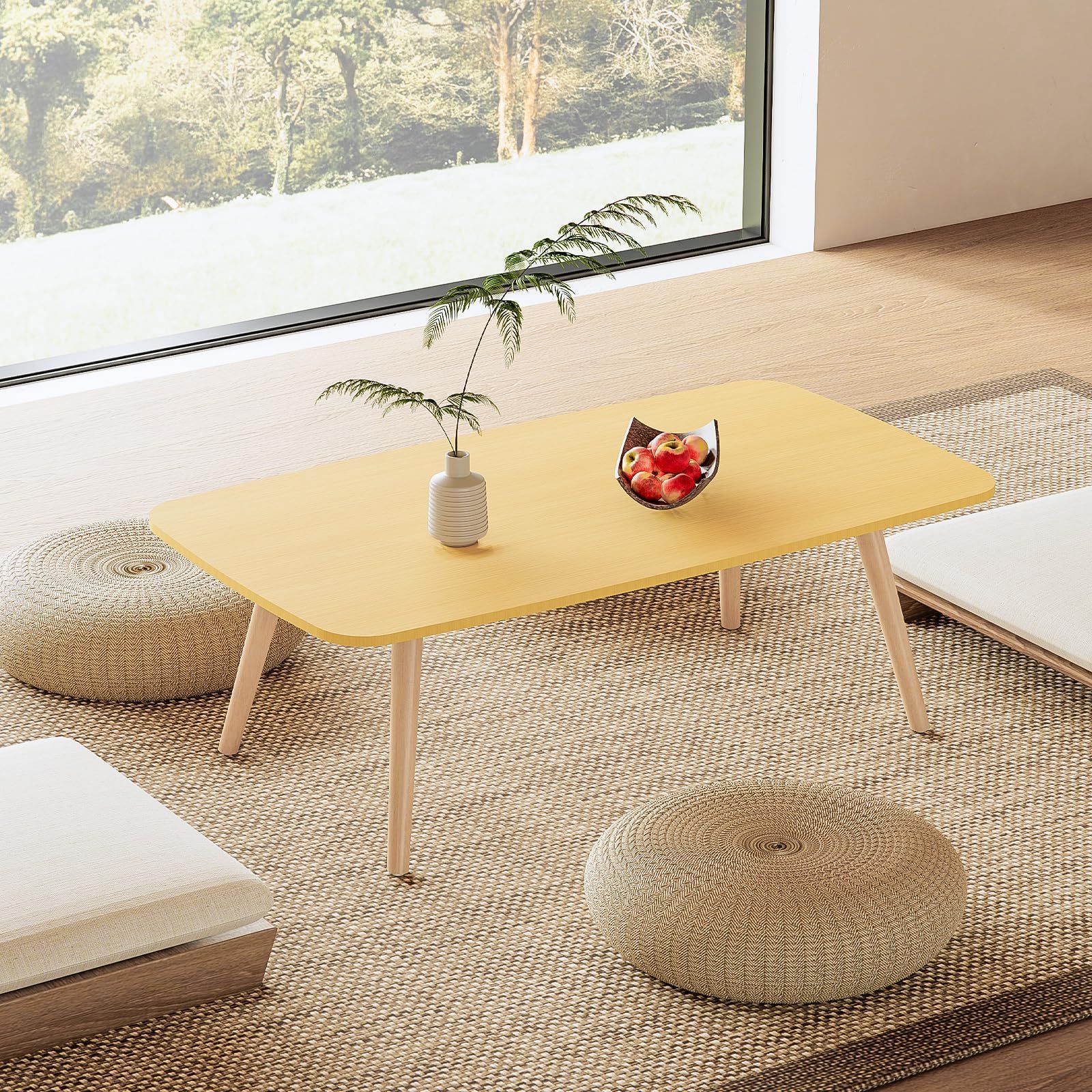 天然木 ミニテーブル 木目 省スペース 木製 デスク 北欧 机 木 センターテーブル 一人暮らし リビングテーブル シンプル 幅80×奥行40×高さ42.5cm 可愛い ローテーブル おしゃれ テーブル