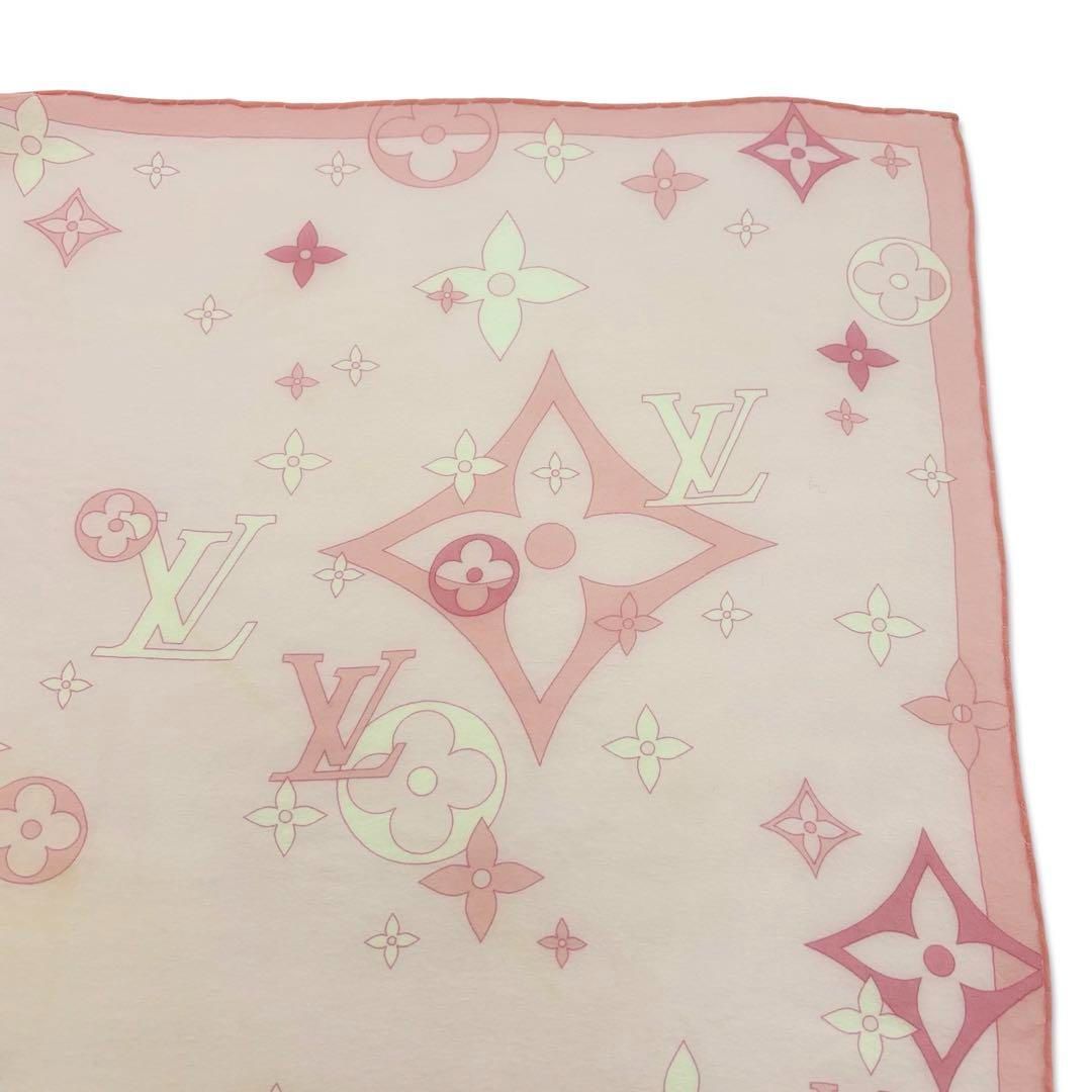 新品】ルイヴィトンスカーフハンカチモノグラムシルク100 ベージュ