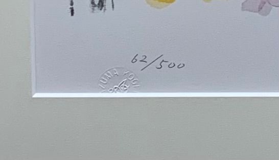 【額付】【真作】はなぐるま　いわさきちひろ　Iwasaki Chihiro  リトグラフ  版画　限定版画　版元保証書付き ☆名画【いわさき ちひろ はなぐるま リトグラフ いわさきちひろ