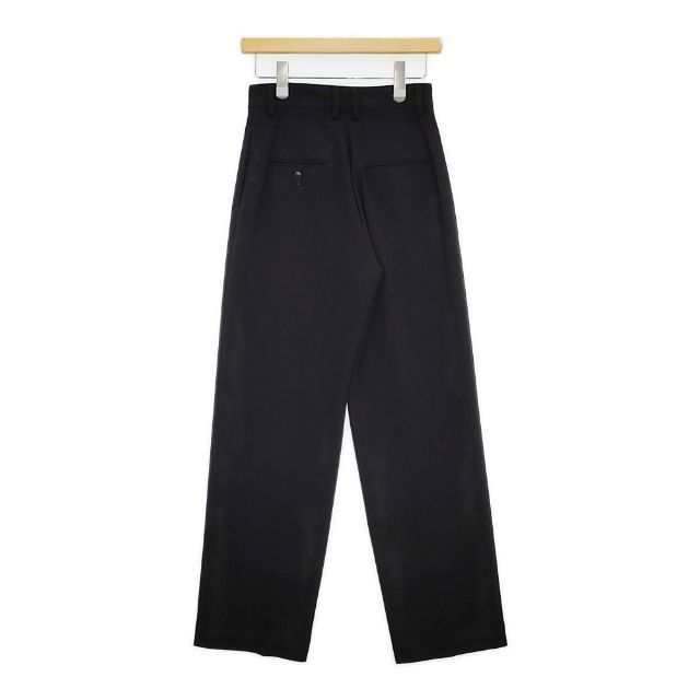 H BEAUTY-YOUTH DOUBLE CLOTH WIDE TAPERED PANTS 定価22000円 センタープレススラックス パンツ ブラック レディース エイチビューティアンドユース 5-0927G∞