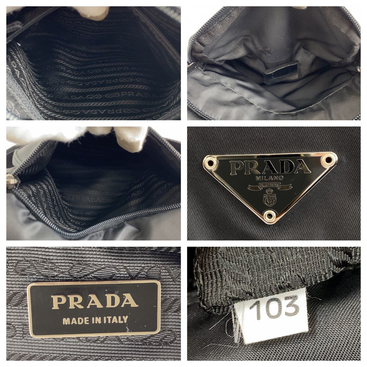 PRADA プラダ テスート ブラック 黒 シルバー金具 ナイロン /レザー