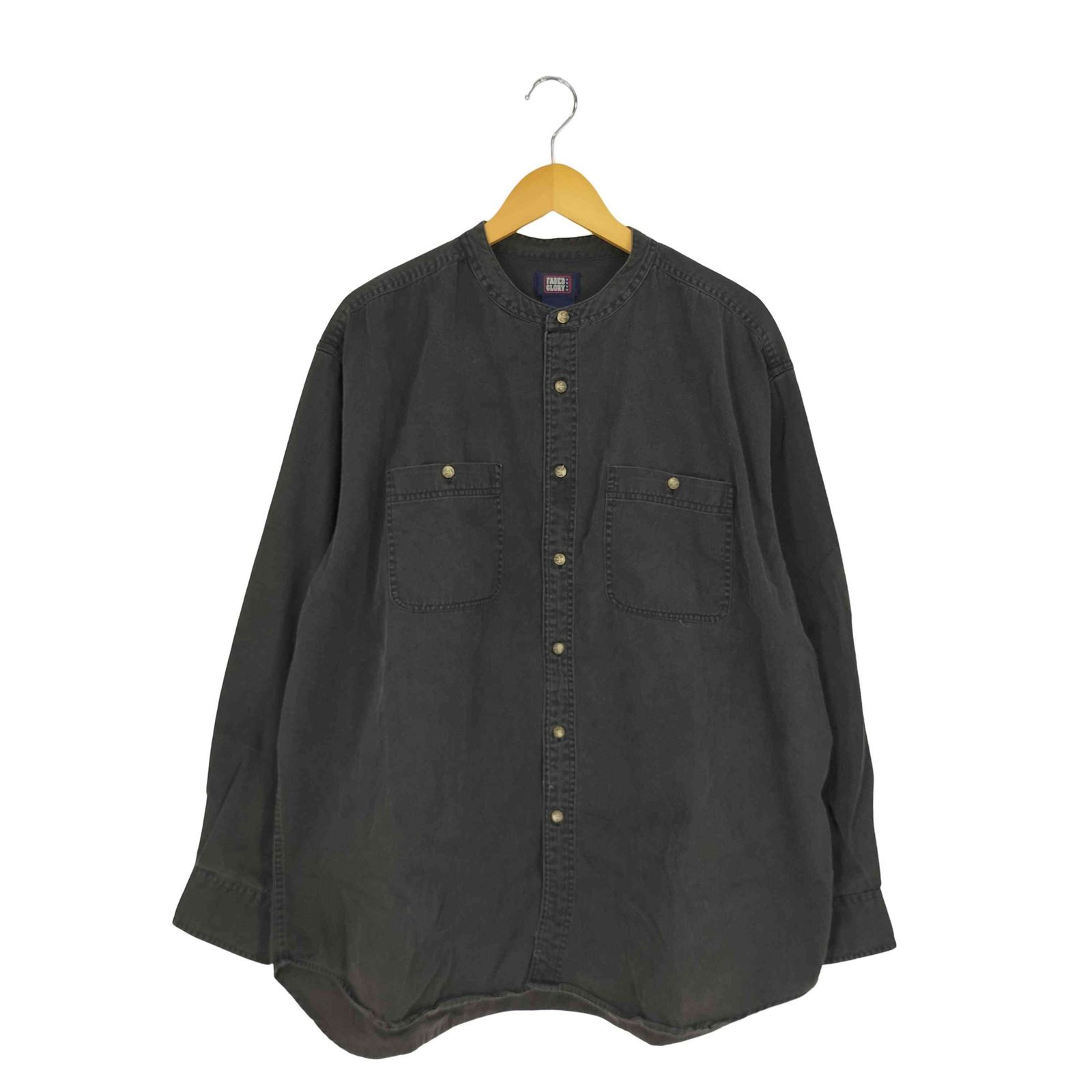 フェイデッドグローリー FADED GLORY 2ポケット バンドカラー ブラックデニムシャツ メンズ import：XL 