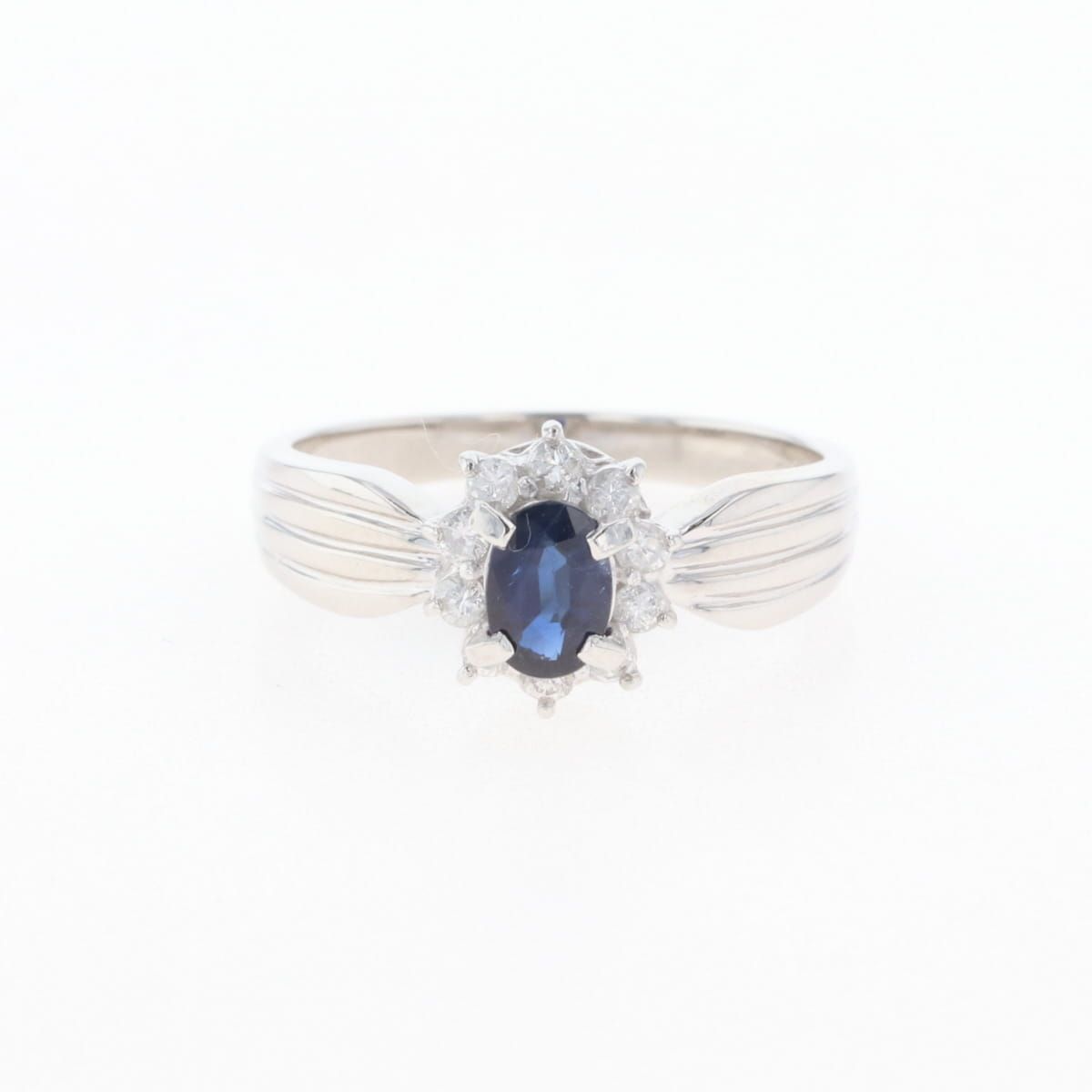 サファイア デザインリング プラチナ 指輪 メレダイヤ リング 11号  