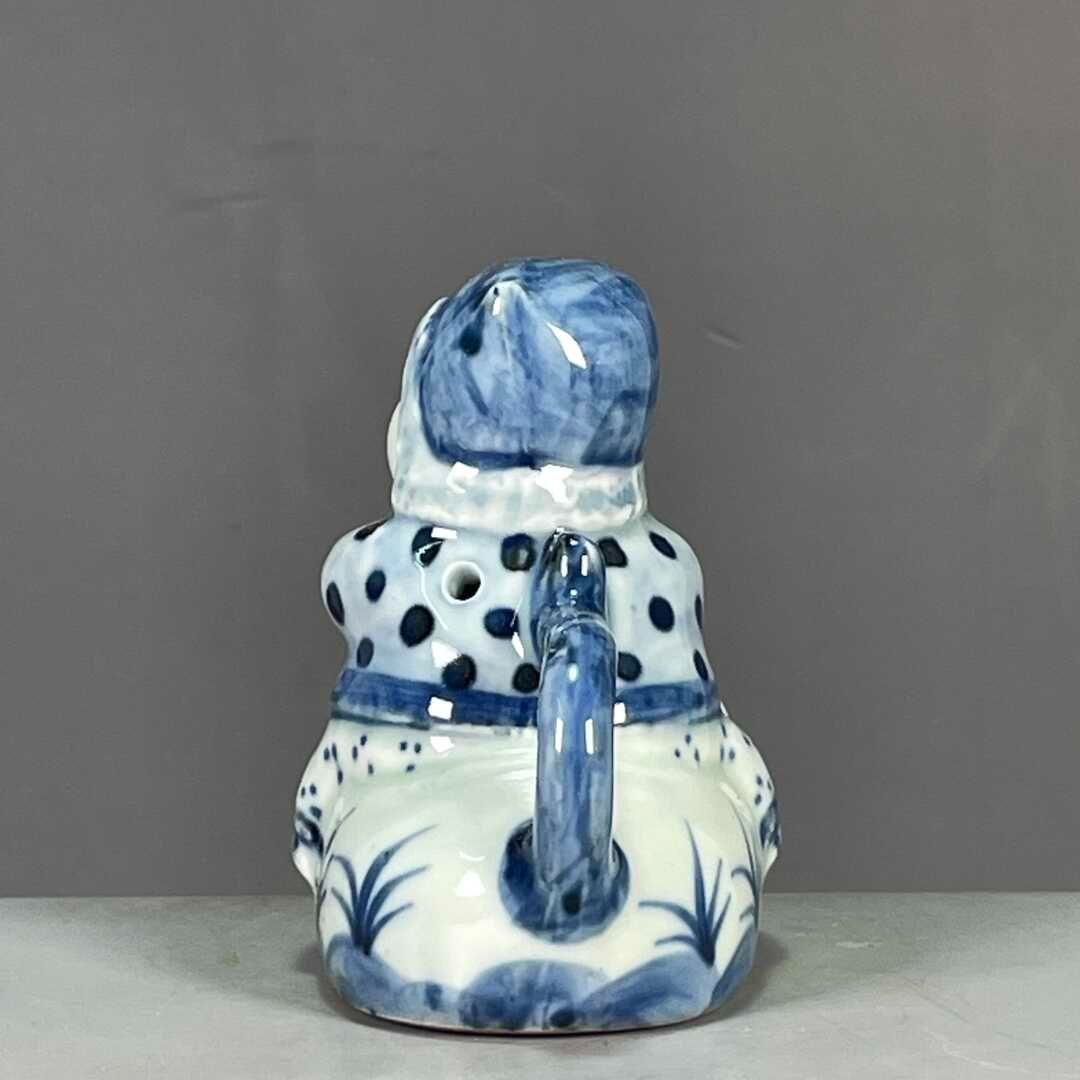 手画青花童子騎虎 水盂 水滴 墨滴 書道具 文房具 工芸品 美術品 置物