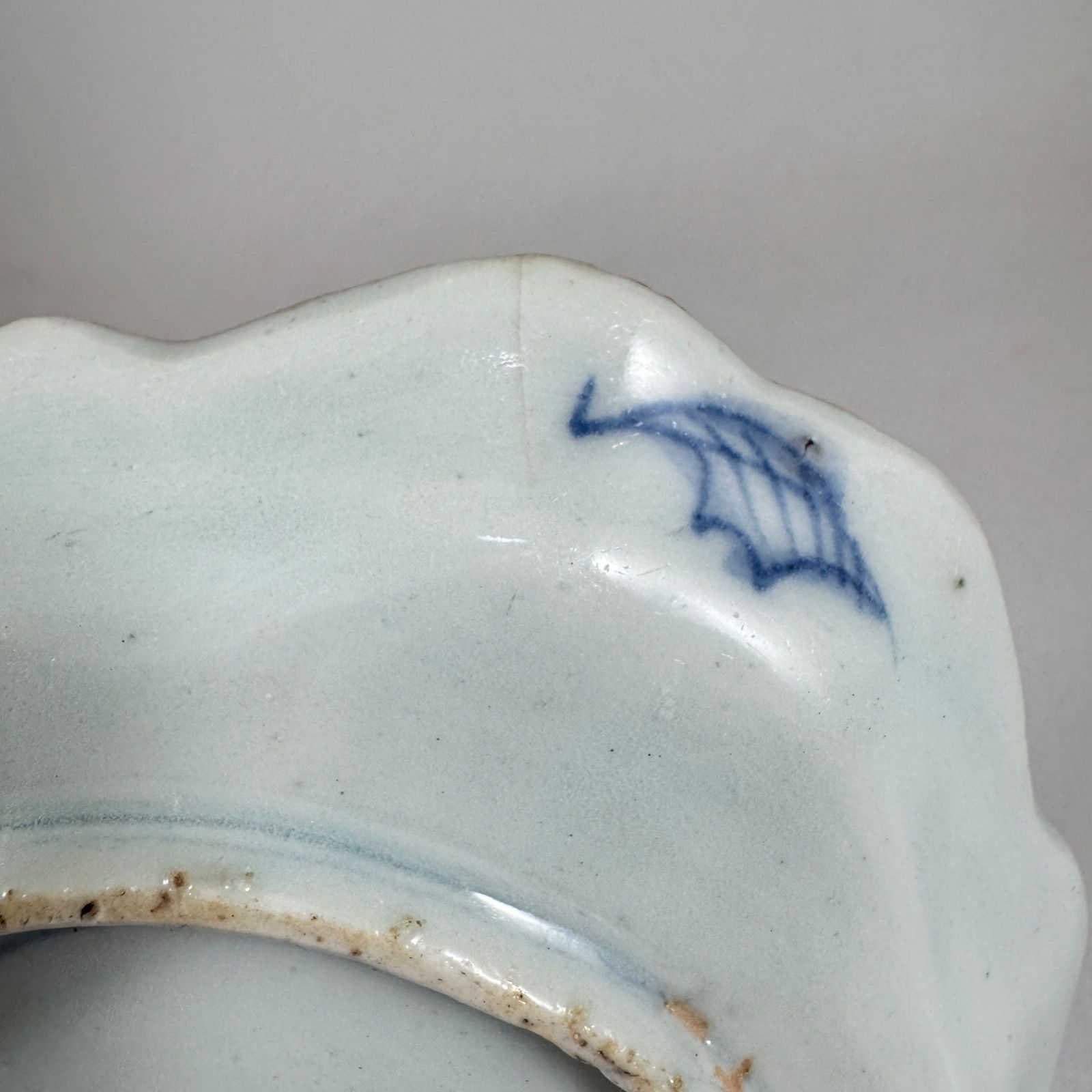 初期伊万里◇藍九谷染付花文変形皿◇古九谷様式◇