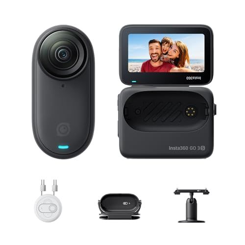 Insta360 GO 3S - 4K小型ウェアラブルVlogビデオカメラ ハンズフリーPOV どこでもマウント 手ブレ補正 バッテリー寿命140分 10m防水 AI編集 Apple Find My対応 Vlog|旅行|アウトドア|ペットPOV用 通常版 -