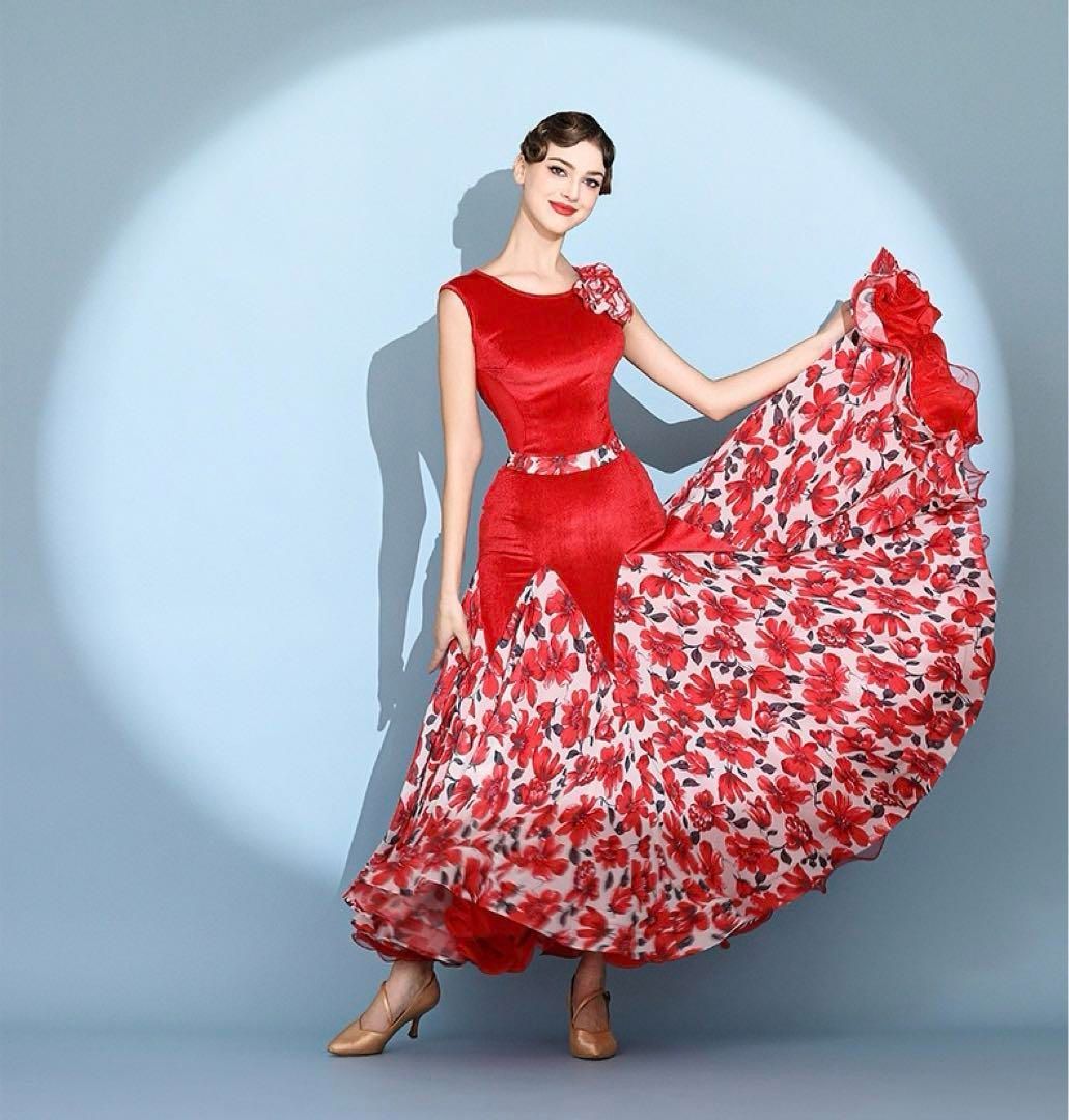 ♥ 大人気 花柄スタンダードワンピース 練習着 デモダンスパーティに