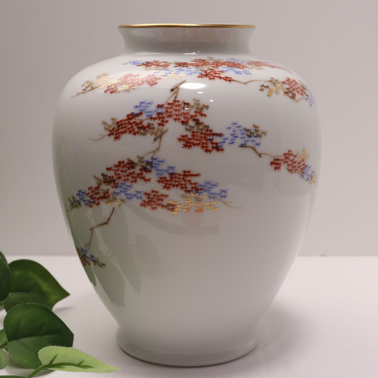 深川製磁 紅葉紋 花入 花瓶 フラワーベース 花器 有田焼 華道具 茶道具 深川 もみじ柄 花瓶 アンティーク 宮内庁御用達