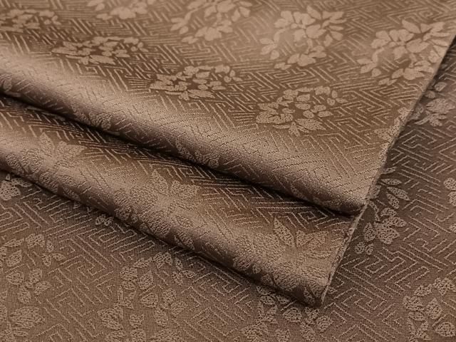 平和屋着物●上質な色無地 紗綾形花地紋 黒鳶色 ロング丈 正絹 AABC0113zg