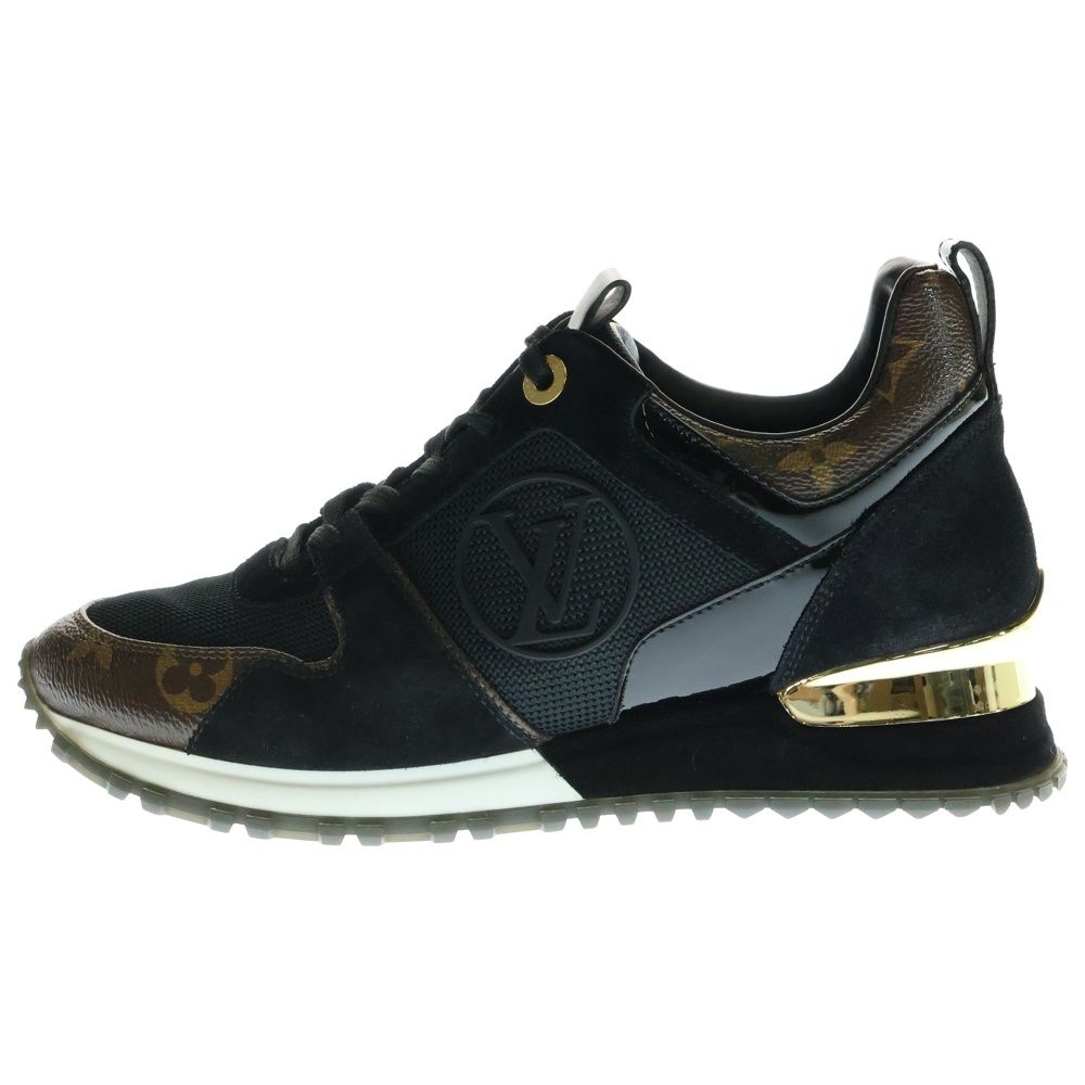 LOUIS VUITTON ルイヴィトン ランアウェイライン モノグラム ラバーロゴ PVC スウェードレザー メッシュ ローカットシューズ スニーカー ブラック|ブラウン レディース 1A3CW0