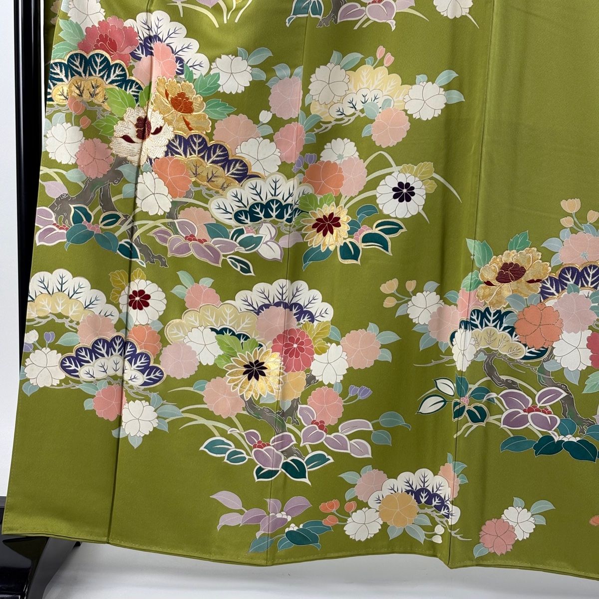 振袖　広衿　袷　金彩　裄長　ロング丈　裄67.5cm　丈162.5cm 振袖 身丈163.5cm 裄丈67.5cm L 袷 やまと 桧扇 菊 金糸 金彩 赤