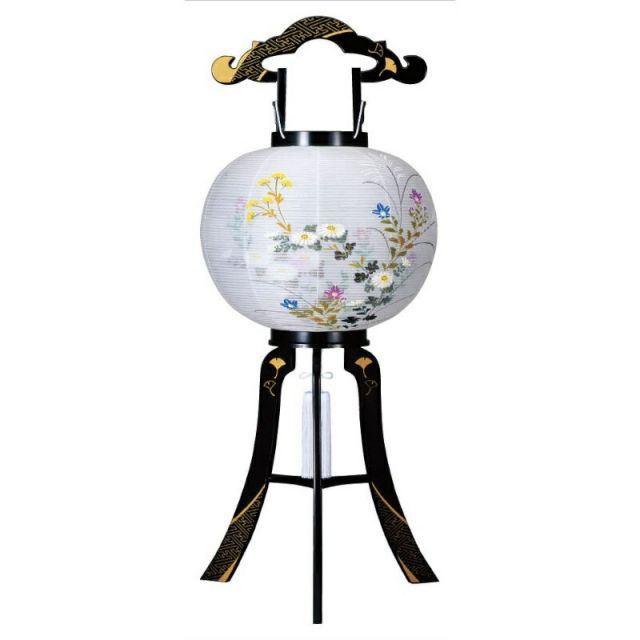 盆提灯 八女提灯 置き提灯 行灯 花印綾型蒔絵絹二重絵