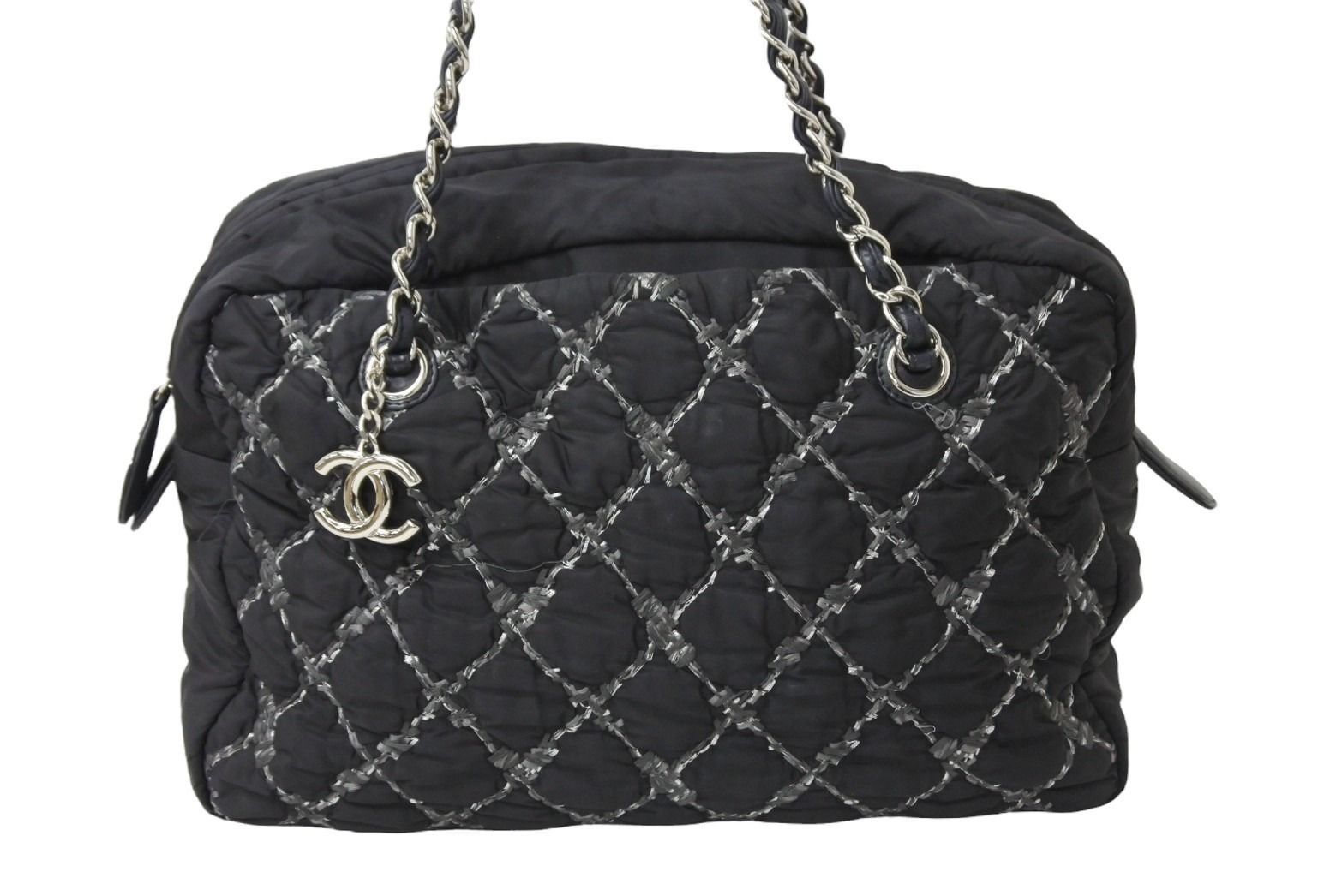 CHANEL シャネル ハンドバッグ パリビザンスチェーンバック 15196185 2012年 ココマーク ナイロン レザー ブラック 美品  49160