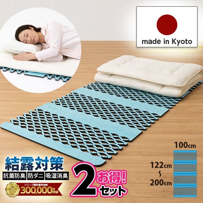2個セット すのこ型吸湿マット ブルー すのこマット