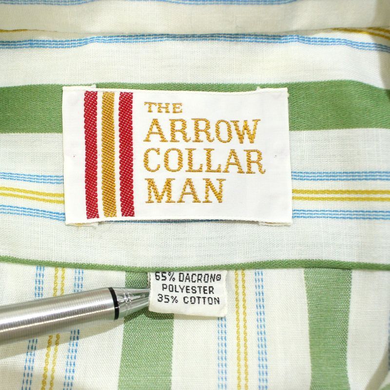 70s ARROW ストライプシャツ ヴィンテージシャツ M 楽天市場】70s USA製 ビンテージ □ Arrow 2トーン ストライプ