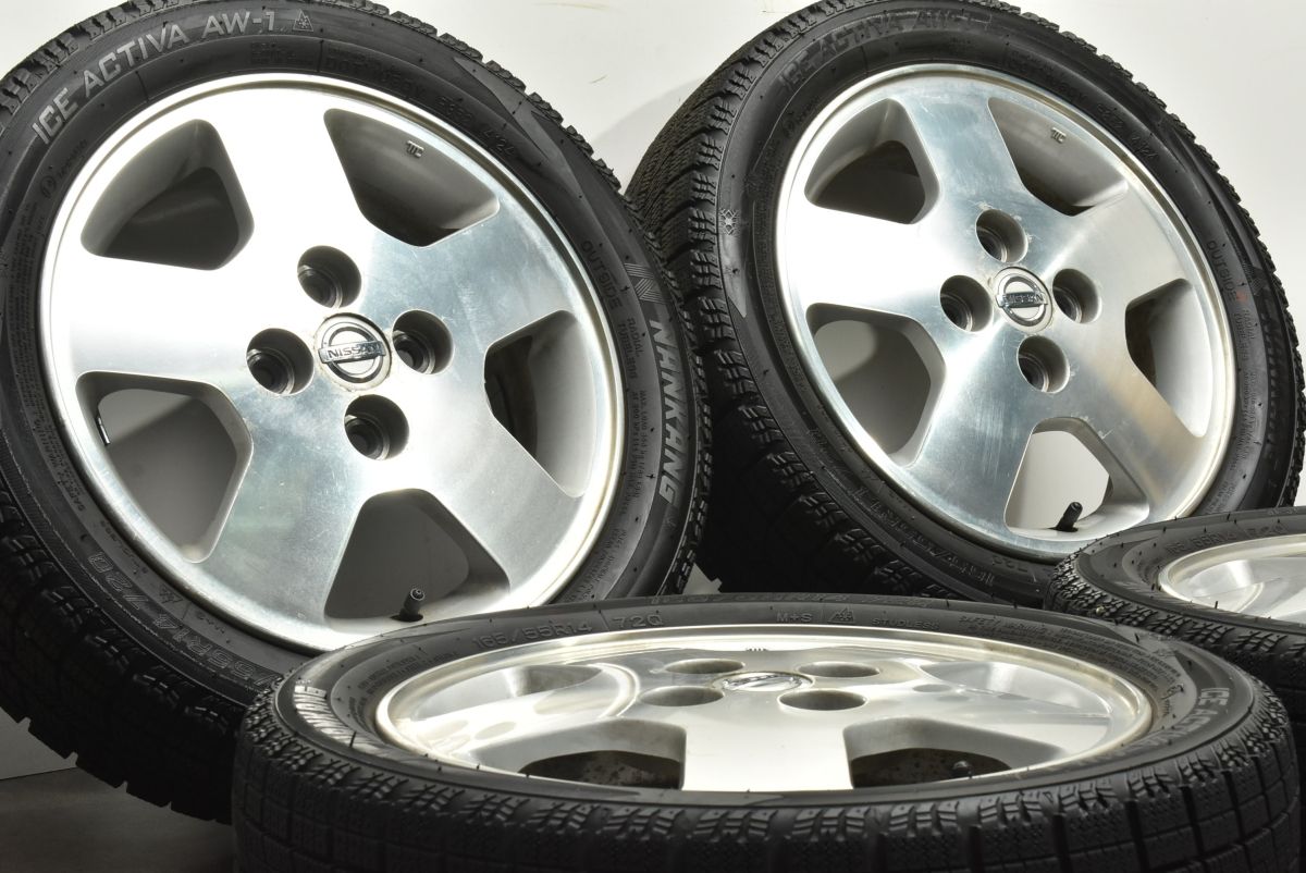 交換用に ニッサン オッティ 純正 14in 4.5J 46 PCD100 ナンカン アイスアクティバ AW-1 165 55R14 モコ 流用 ノーマル戻し