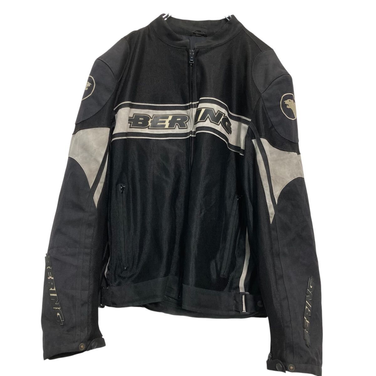 BERING モーターサイクルジャケット 2XL ブラックホワイトビッグサイズ バイク レーシングジャケット 古着卸 アメリカ仕入 a610-7607
