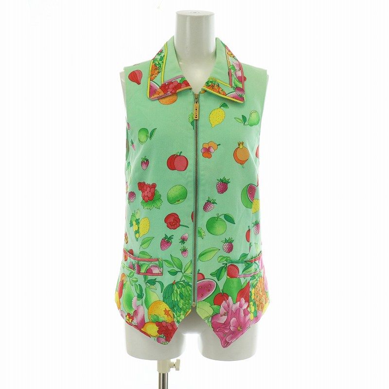 レオナールスポーツ LEONARD SPORT ベスト ジレ 襟付き 花柄