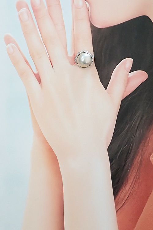 タサキ 田崎真珠 マベパール リング K14ホワイトゴールド TASAKI 中古  