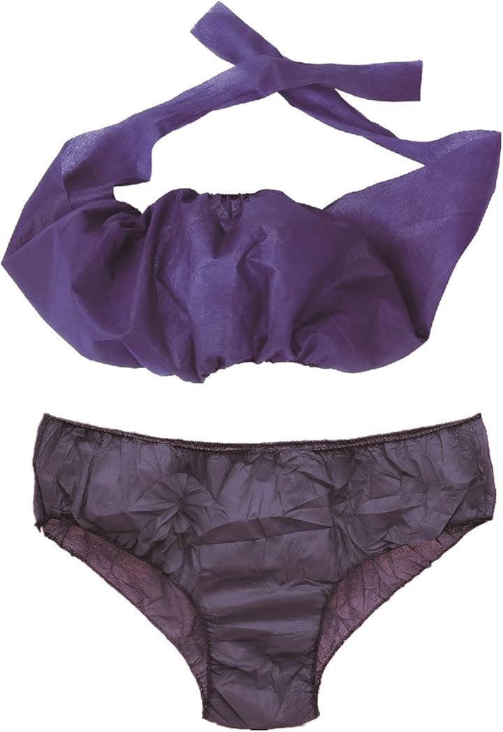 ZERONOWA 紙內褲 紙胸罩 一次性 無紡布 內衣 上下套裝 均碼 (海軍藍, Free Size) 的縮圖